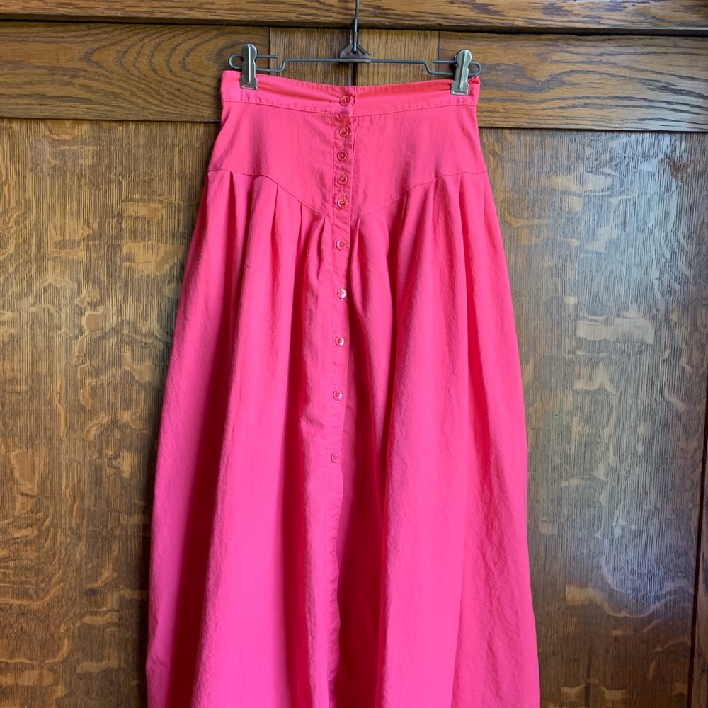 80s Hot Pink MIDI Skirt